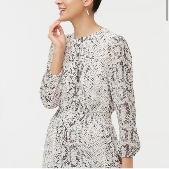 J. Crew Dresses & Skirts - JCREW | Chiffon Snake Scale Animal Print Cinched Dress M🐍